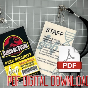 Jurassic Park Security ID Badge Black PDF Digital Download image 1