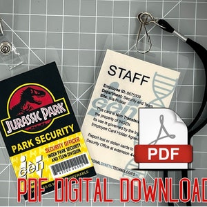 Jurassic Park Security ID Badge Black PDF Digital Download image 1