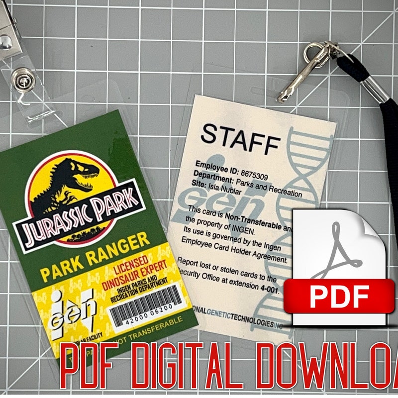 Jurassic Park Id Badges Printable Etsy