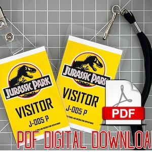 Jurassic Park Visitor ID Badge Set PDF Digital Download image 1