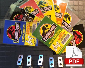 Jurassic Park ID Badge Collection  - 8 Design Combo [PDF Digital Download]