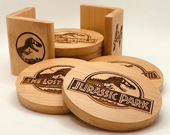 Jurassic Park/World Movies 6 Pc Bamboo Coaster Set