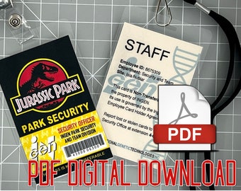 Jurassic Park Security ID Badge - Black [PDF Digital Download]