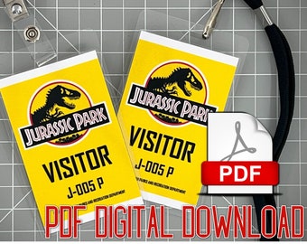 Jurassic Park bezoekers-ID-badgeset [PDF digitale download]