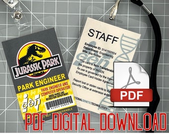 Jurassic Park Engineer ID Badge - [PDF Digital Download]