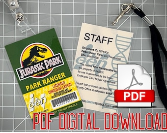 Jurassic Park Ranger ID Badge - Green [PDF Digital Download]