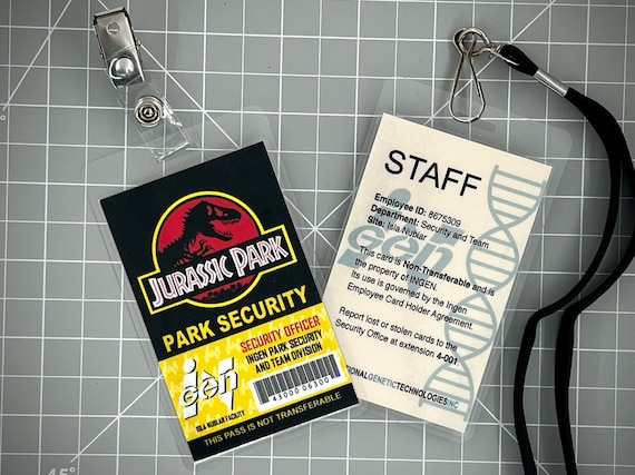 Jurassic Park Security ID Badge - Black [PDF Digital Download] - Etsy