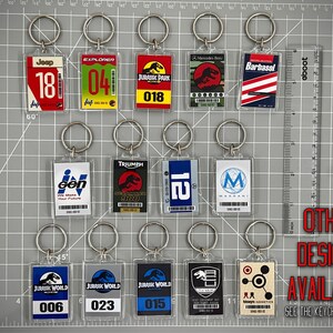 Jurassic Park Numbered Keychain Mirror Tag Style image 4