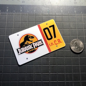 Mini Jurassic Park License Plate for Power Wheels Jeep Pair No Frame