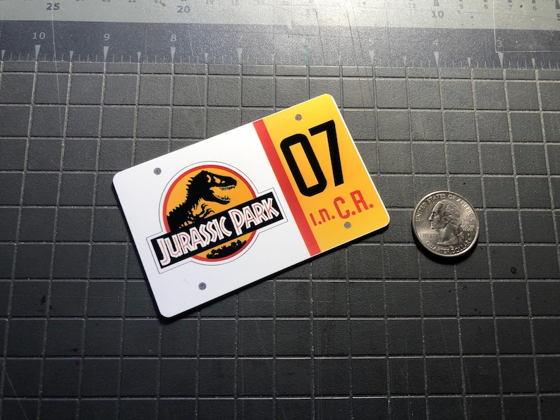 Mini Jurassic Park License Plate for Power Wheels Jeep Pair No Frame