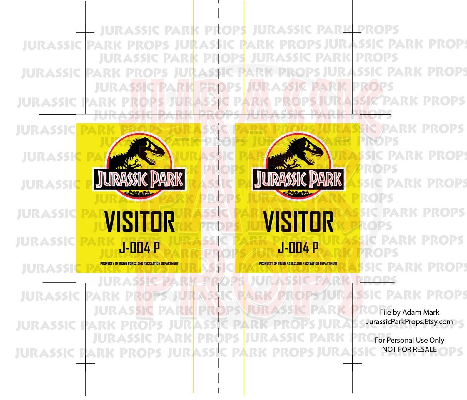 Jurassic Park Visitor ID Badge Set PDF Digital Download - Etsy