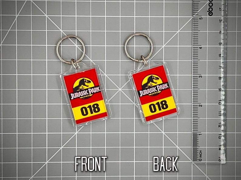 Jurassic Park Numbered Keychain Mirror Tag Style image 1