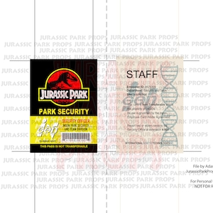 Jurassic Park Security ID Badge Black PDF Digital Download image 2