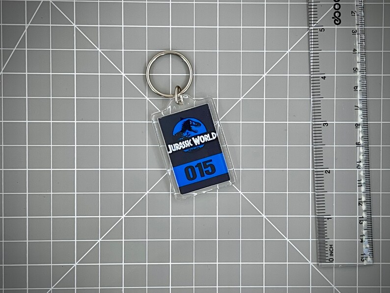 Jurassic World Numbered Keychain Mirror Tag Style Navy