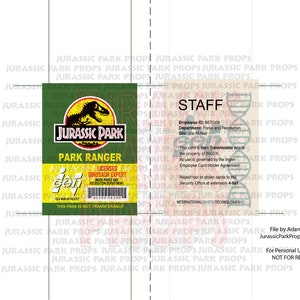 Jurassic Park ID Badge Collection - 8 Design Combo [PDF Digital Download] - Etsy