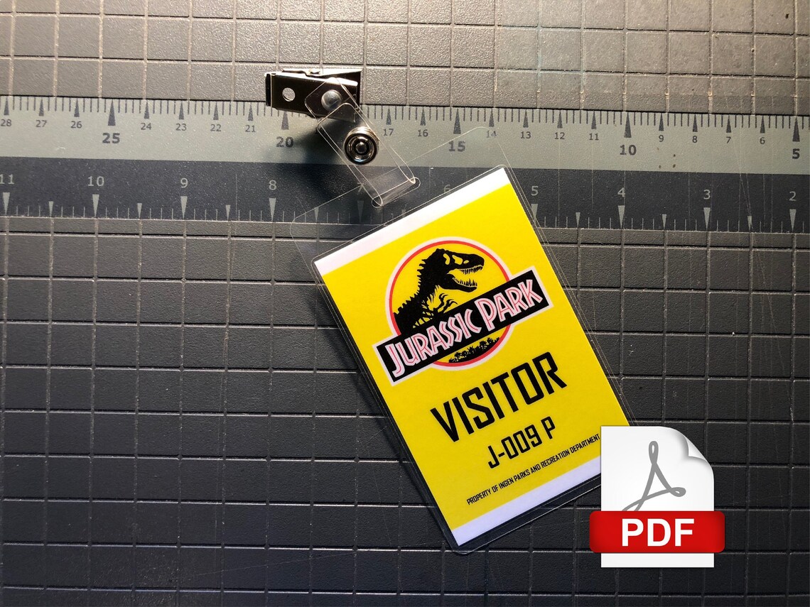 Jurassic Park Visitor ID Badge Set PDF Digital Download - Etsy España