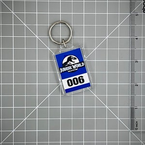 Jurassic World Numbered Keychain Mirror Tag Style Blue