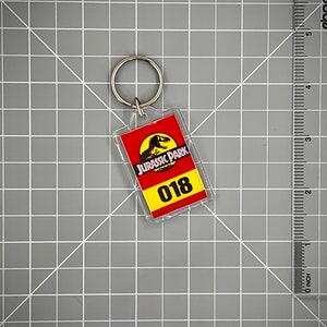 Jurassic Park Numbered Keychain Mirror Tag Style image 3