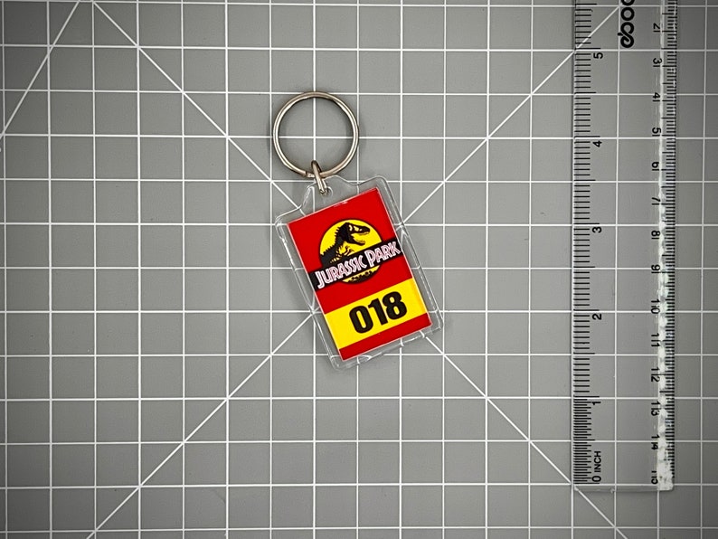 Jurassic Park Numbered Keychain Mirror Tag Style image 3