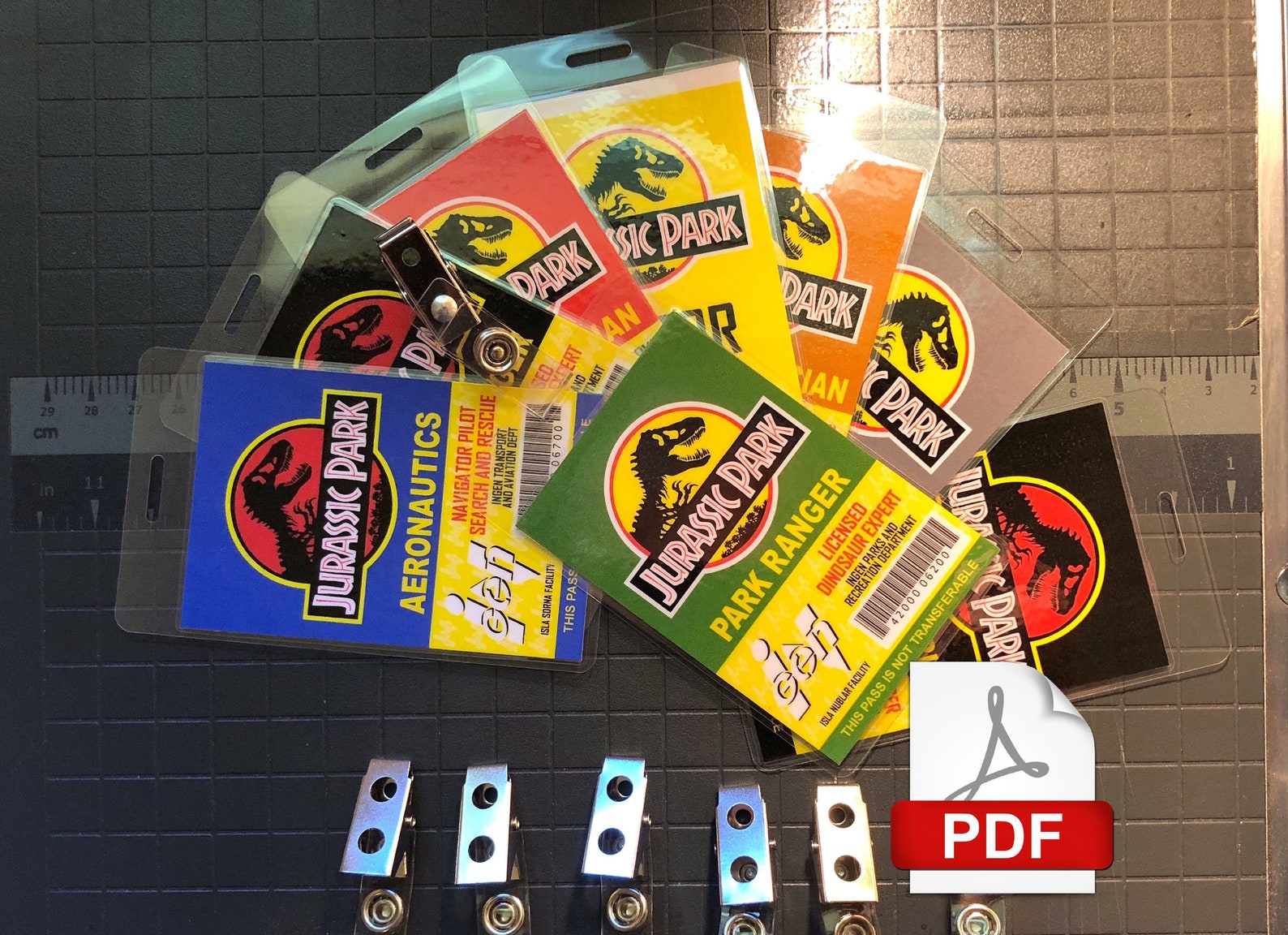 Jurassic Park ID Badge Collection 8 Design Combo PDF Etsy