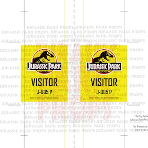 Jurassic Park Visitor ID Badge Set [PDF Digital Download] - Etsy