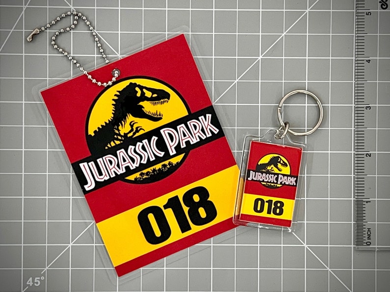 Jurassic Park Keychain & Mirror Tag Combo image 1