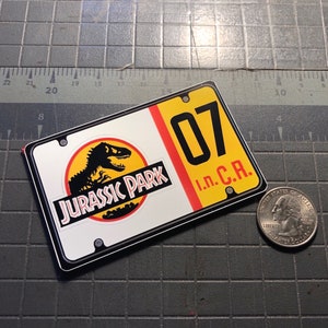 Mini Jurassic Park License Plate for Power Wheels Jeep Pair With Frame (printed)