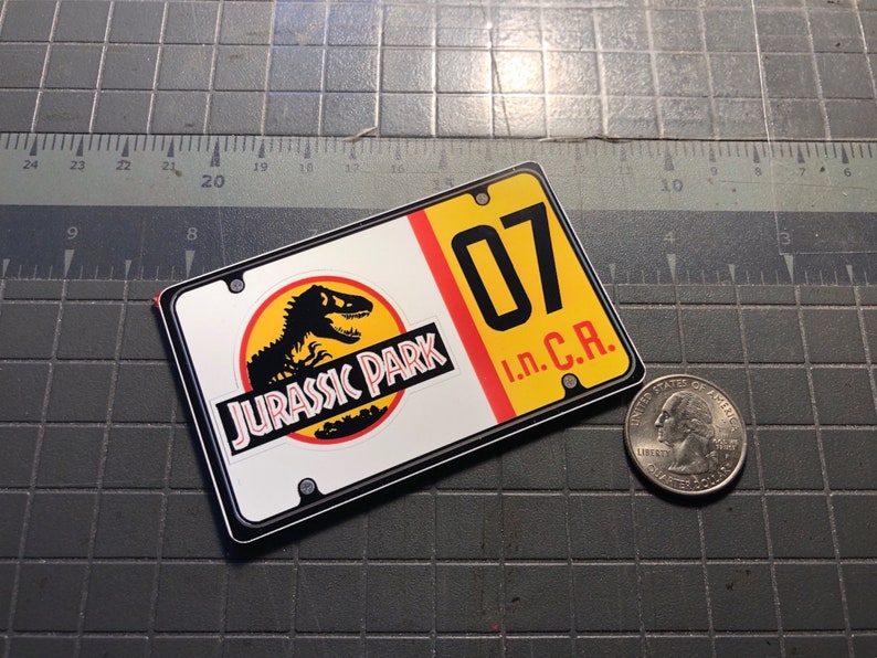 Mini Jurassic Park License Plate for Power Wheels Jeep Pair With Frame (printed)