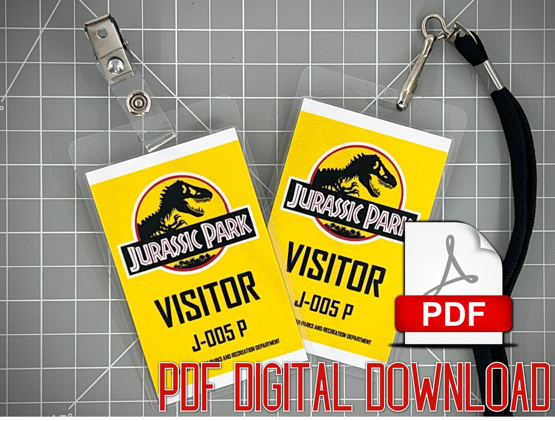 Jurassic Park Visitor ID Badge Set [PDF Digital Download] - Etsy