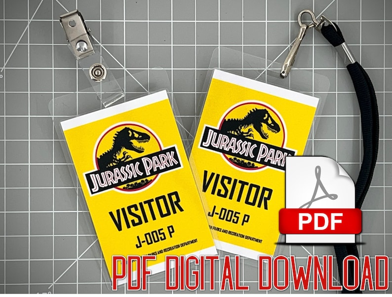 Jurassic Park Visitor ID Badge Set PDF Digital Download image 1