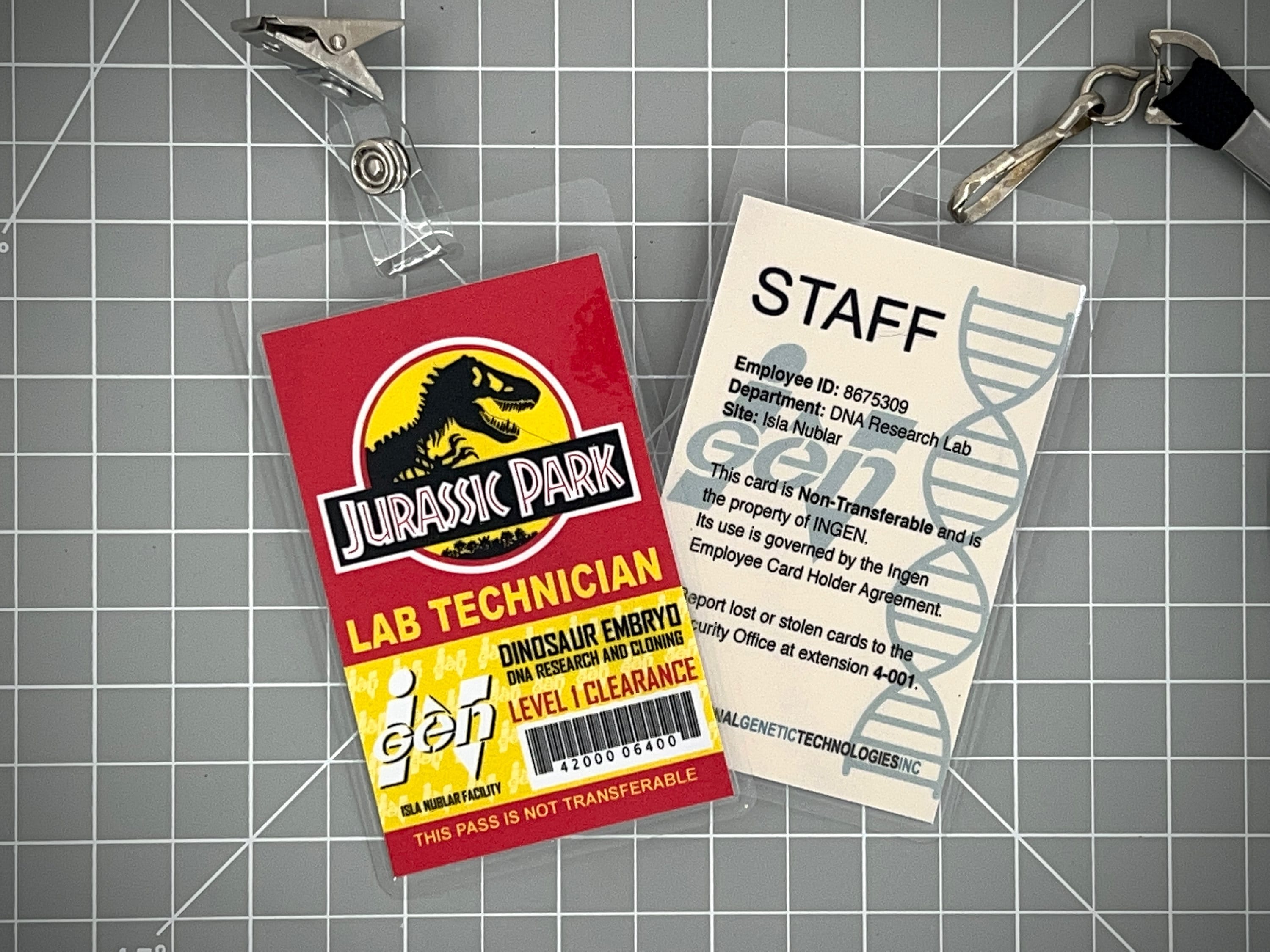 jurassic park lab technician id badge - [pdf digital download