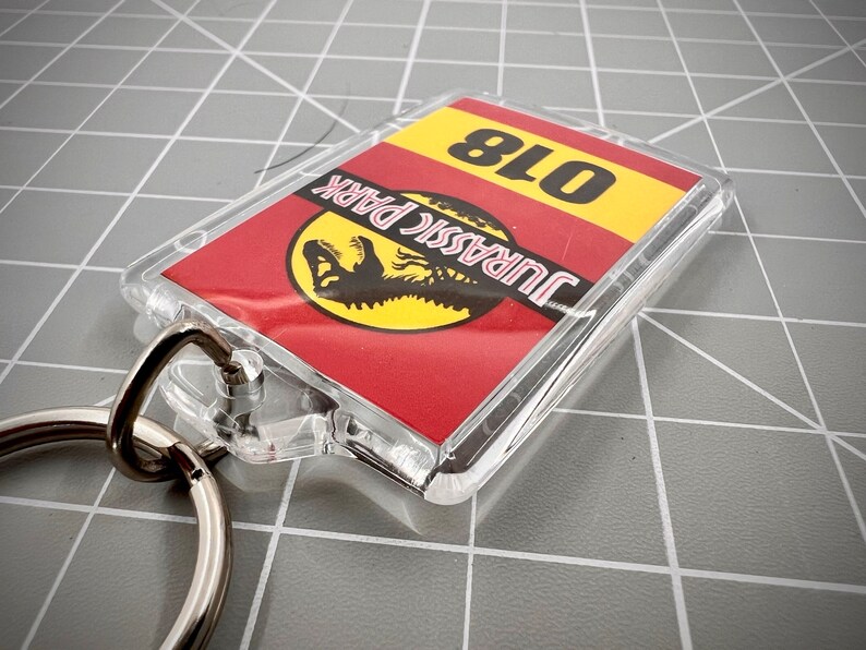 Jurassic Park Numbered Keychain Mirror Tag Style image 2