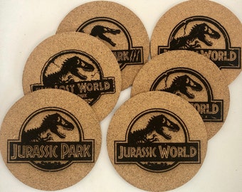 Jurassic Park/World Movie Logo Cork Coaster Set of 6