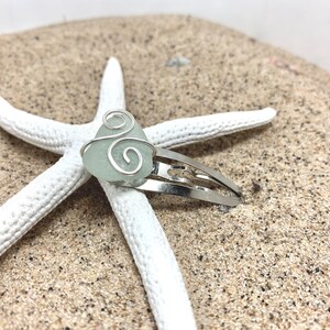 Light Blue/Clear Beach Glass Double Swirl Silver Hair Barrette