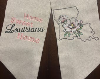 embroidered  wreath sash - Louisiana Magnolia