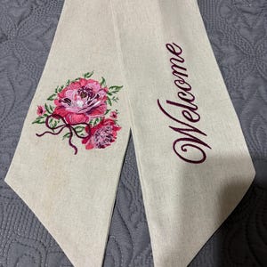 embroidered  wreath sash - Peony Floral