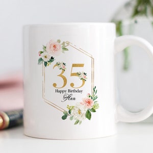 Custom 35th Birthday Mug - Personalized Gift for 35 Year Old Woman - Unique Birthday Keepsake For Friends & Family