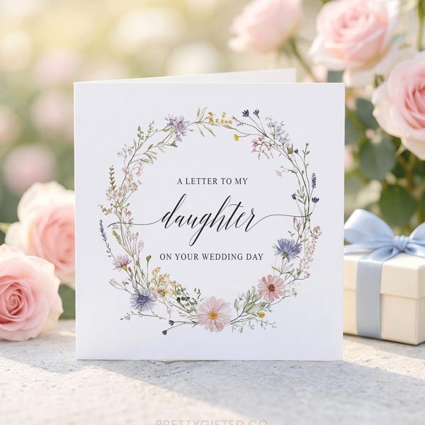 Letter To My Daughter On Your Wedding Day, Wildflower Card From Mom, Bride Gift