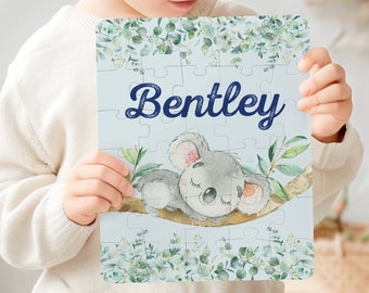 Personalized Koala Bear Name Puzzle - Add Any Name or Text - Various Sizes Available - Gift Idea For A Little Boys Birthday or Christmas