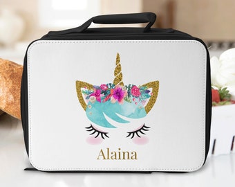 Unicorn Lunch Box For Girl, Back To School Lunch Tote, Insulated Rainbow Unicorn Sandwich Cooler Bag, Custom Toddler Lunchbox With Name