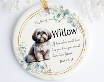 Shih Tzu Memorial Ornament, In Loving Memory Pet Keepsake, Personalized Dog Loss Gift, Customizable Bereavement Present, Sympathy Decoration