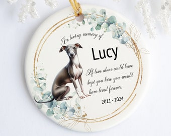 Custom Italian Greyhound Memorial Ornament, Loving Memory Dog Keepsake, Personalized Pet Loss Gift, In Memory of Beloved Dog