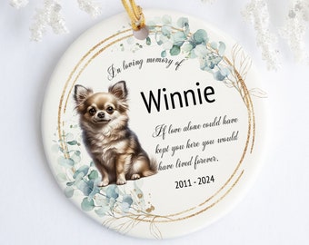 Chihuahua Memorial Ornament, Pet Loss Sympathy Gift, Customizable Dog Tribute, In Loving Memory Keepsake, Bereavement Present, Floral Design