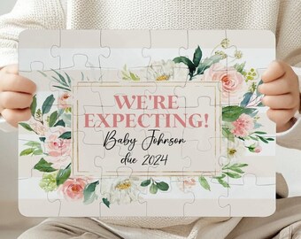 Pregnancy Baby Announcement Puzzle, We're Expecting Puzzle, Unique You're Going To Be Grandparents Gift, Personalized 30 Piece Puzzle