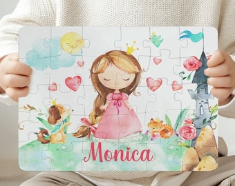 Princess Jigsaw Puzzle Personalized With Any Name, Custom Name Puzzle For Kids, Educational Birthday Gift For A Daughter, Niece or Toddler