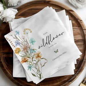 Wildflower Baby Shower Napkins, Gender Neutral Party Decor, Floral Design Napkins for Baby Shower, Elegant Baby Shower Napkins, WFC