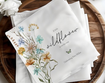Wildflower Baby Shower Napkins, Gender Neutral Party Decor, Floral Design Napkins for Baby Shower, Elegant Baby Shower Napkins, WFC