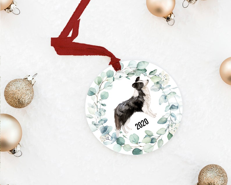 Gifts for Dog Lovers Custom Pet Memorial Ornament Dog Mom or Dog Dad Border Collie Christmas Ornament,Dog Ornament With Name /& Year