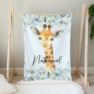 Watercolor Giraffe Blanket for Kids, Soft Floral Throw, Cute Animal Nursery Decor, Cozy Baby Shower Gift Idea, Unisex Bedroom Accessory image 5