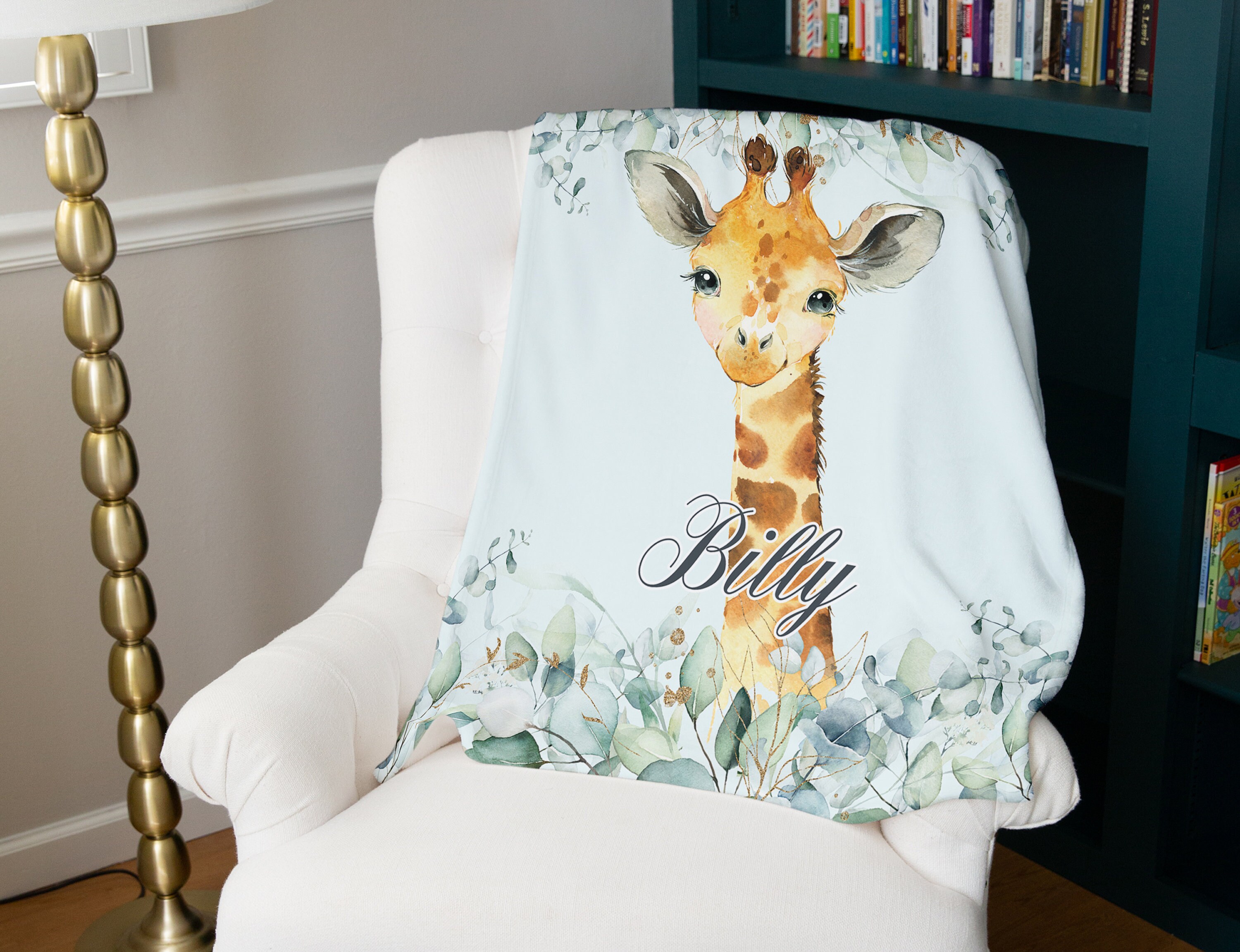 Giraffe Baby Blanket Baby Name Blanket For Boy Jungle Animal Etsy